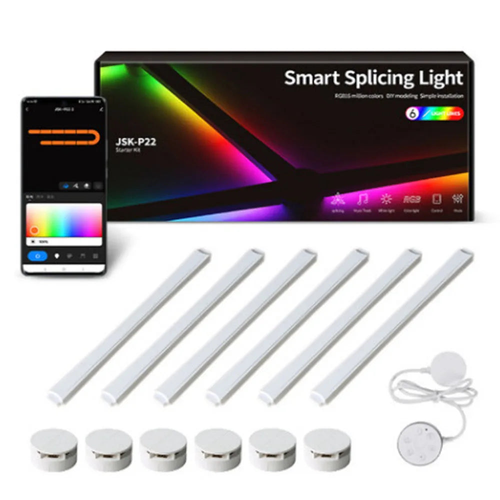 Smart Wifi Splicing Wall Light RGBIC Wall DIY Decorative Ambiance LED Night Light Dimmable for Game Room Bedroom TV Decoration