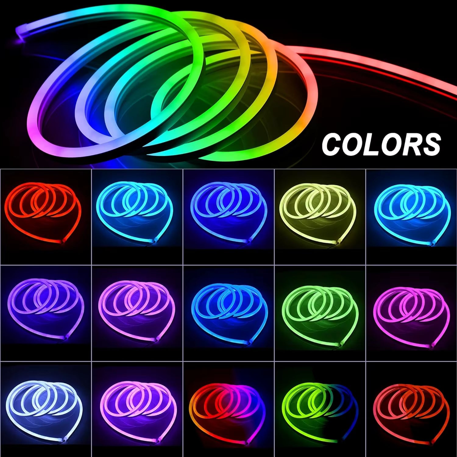 30M/20M  RGB Neon Light Strip with APP &Remote, Color Change Waterproof Music Sync Mode for Bedroom Room Outdoors Decro