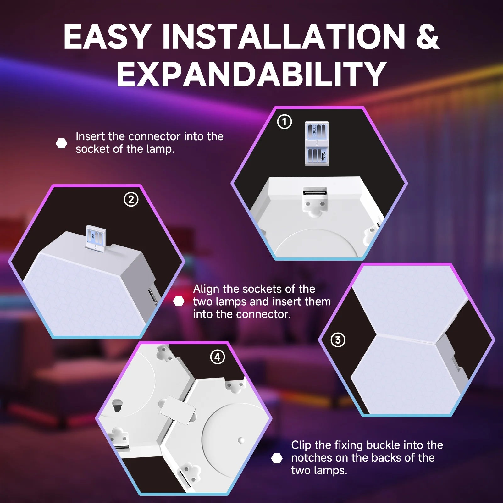 Hexagon Light Panels,Music Sync RGB Hexagon LED Lights Gaming Lights with APP & Remote Control for Home Decor Gaming