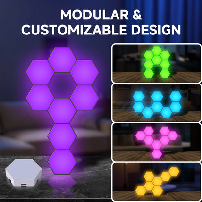 Hexagon Light Panels,Music Sync RGB Hexagon LED Lights Gaming Lights with APP & Remote Control for Home Decor Gaming