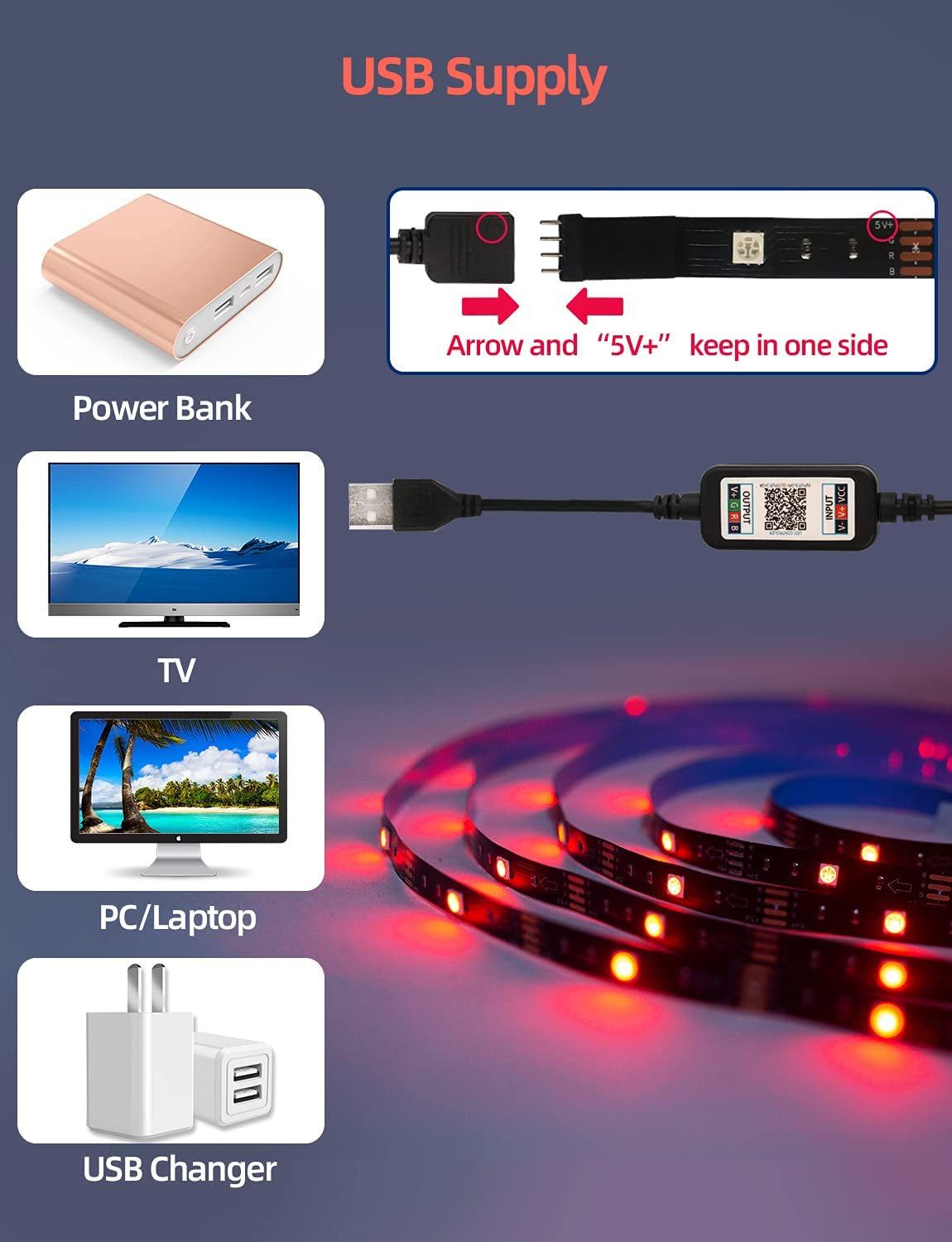 LED Lights for TV Led Backlight TV Led Lights USB Powered TV Lights 9.84Ft Led TV Backlight Sync with Music Bluetooth APP Control Led Strip Lights for Bedroom Gaming Bookcase