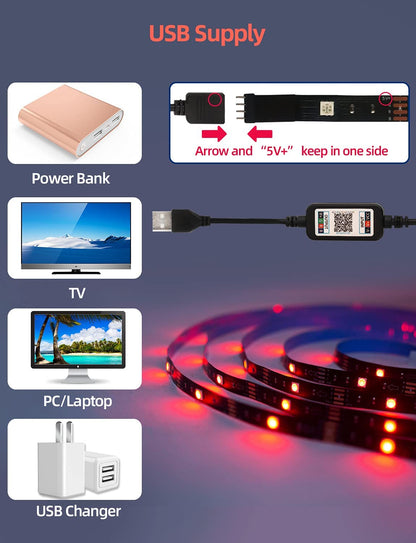 LED Lights for TV Led Backlight TV Led Lights USB Powered TV Lights 9.84Ft Led TV Backlight Sync with Music Bluetooth APP Control Led Strip Lights for Bedroom Gaming Bookcase