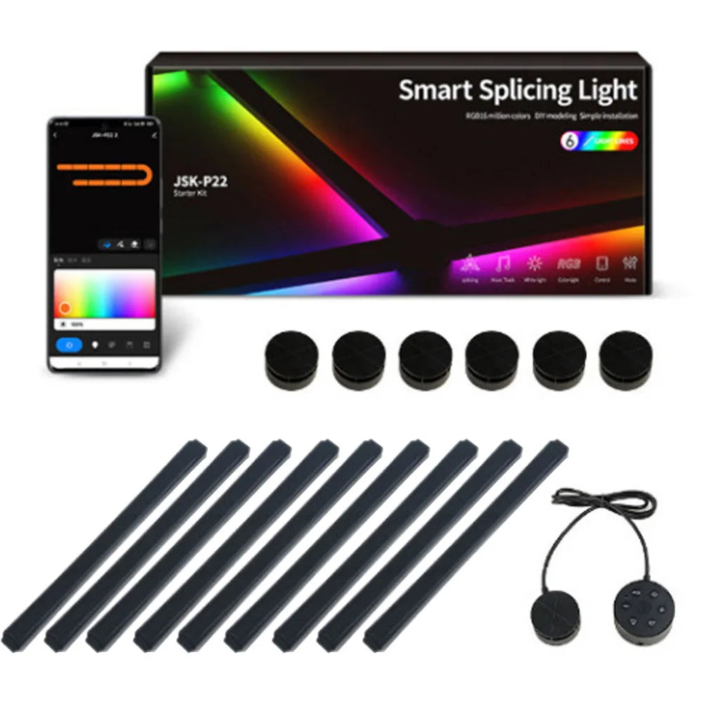 Smart Wifi Splicing Wall Light RGBIC Wall DIY Decorative Ambiance LED Night Light Dimmable for Game Room Bedroom TV Decoration
