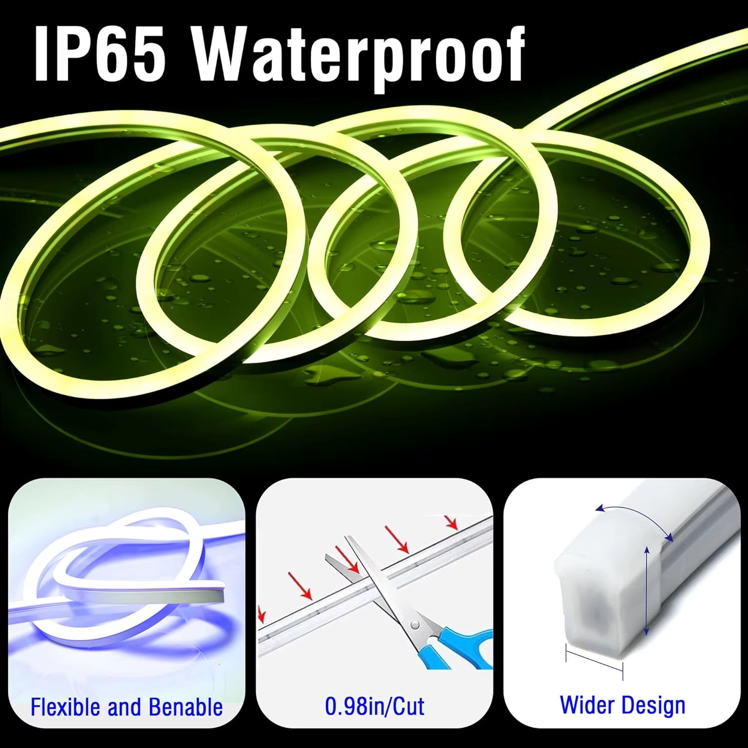 30M/20M  RGB Neon Light Strip with APP &Remote, Color Change Waterproof Music Sync Mode for Bedroom Room Outdoors Decro