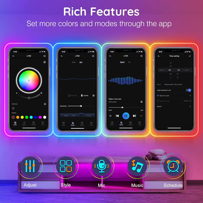 30M/20M  RGB Neon Light Strip with APP &Remote, Color Change Waterproof Music Sync Mode for Bedroom Room Outdoors Decro