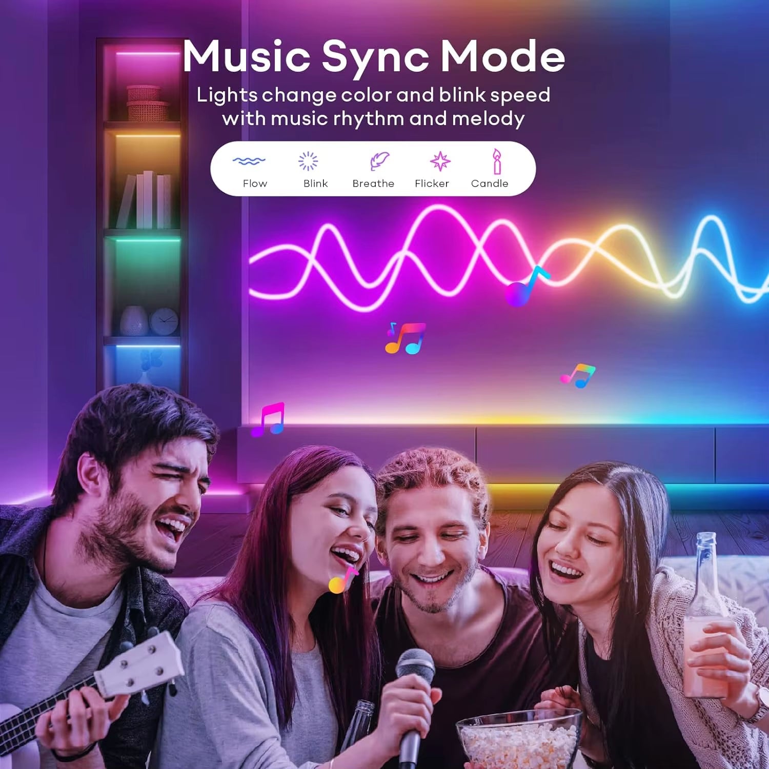 30M/20M  RGB Neon Light Strip with APP &Remote, Color Change Waterproof Music Sync Mode for Bedroom Room Outdoors Decro